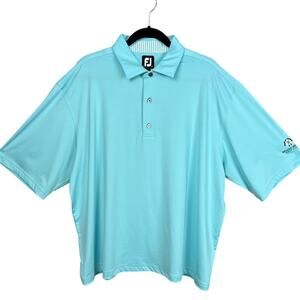 Footjoy Mens's Golf Polo Shirt Turquoise Blue Big & Tall Size 2X Performance